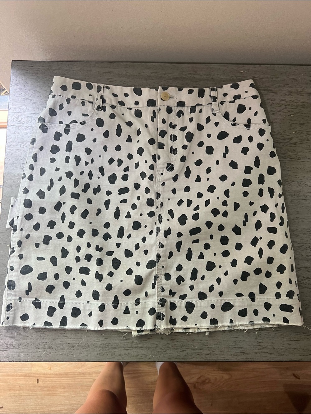 Black and White Dalmatian Print Mini Skirt